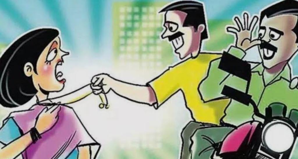 दो महिलाओं के मंगलसूत्र झपट बाइक सवार बदमाश फरार, मुकदमा दर्ज……